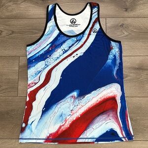 INKnBURN RWB Singlet Running Training Tank Red White Blue Size Large